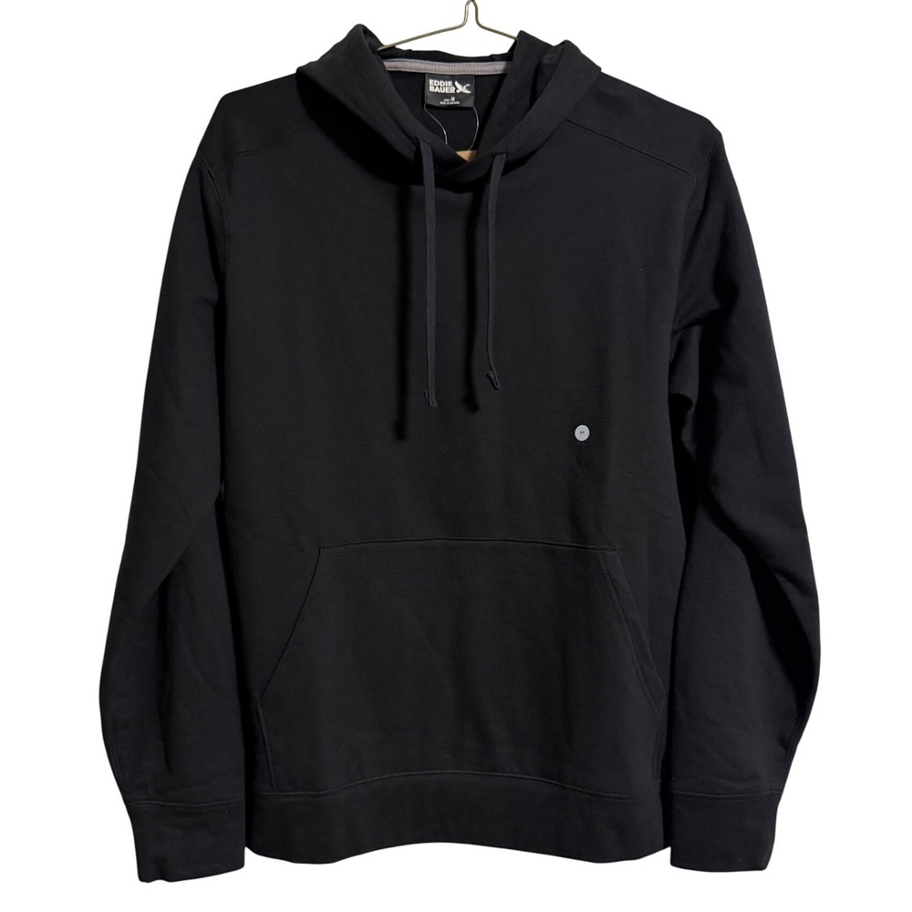 Eddie Bauer Mens Camp Fleece Pullover Hoodie Black Medium NWT